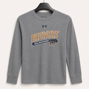 Under Armour Gray Milwaukee Brewers Long Sleeve Logo Tee